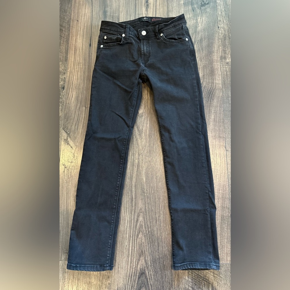 GUC Boy's 7 FOR ALL MANKIND Slimmy Slim Straight Leg Jeans, Black Size 12